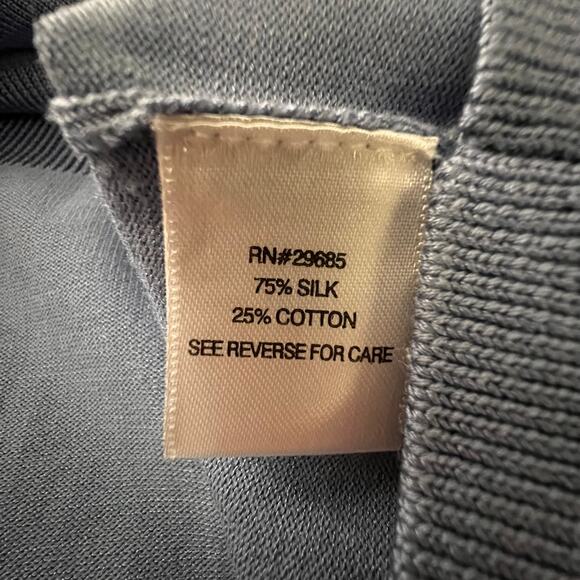 Pendleton Silk Cotton Sweater Cardigan Purple Blue V Neck Fine Knit Petite M - Picture 9 of 11